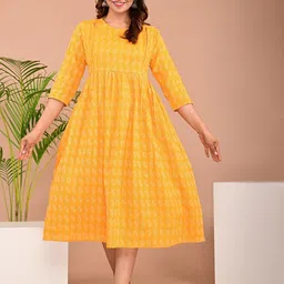 Badrika Women Printed Maternity Fit & Flare Midi Dress-image-40