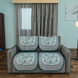 Aura Blue & Grey 4 Pieces Cotton Sofa Covers-image-13