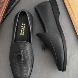 HERE&NOW Men Textured Tassel Formal Loafers-image-66