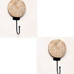 IndianShelf Brown & White 2 Pieces Wood Geometric Wall Hooks Door Hanger-image-43