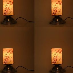 SOMIL Pack Of 4 White Printed Glass Cylindrical Shaped Table Lamp-image-95