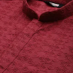 MANQ Men Geometric Flared Sleeves Thread Work Kurta image 2