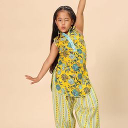 BAESD Girls Floral Printed Regular Pure Cotton Kurta with Dhoti Pants-image-27