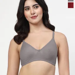 LILY Ayir Pack of 2 Full Coverage Seamless Non Padded T Shirt Bra-picture-21
