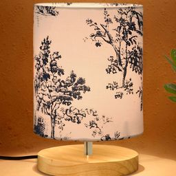 Homesake White Wood Industrial Cylindrical Shaped Table Lamp-34