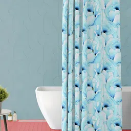 ArtzFolio Blue & White Printed Waterproof Shower Curtain-21