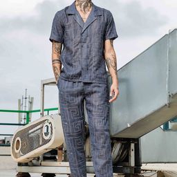 House of Koala Embroidered Lapel Collar Shirt With Trousers Co-Ords-image-57