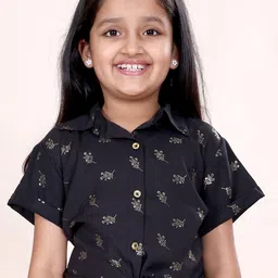 KiddoPanti Girls Shirt Collar Floral Print Shirt Style Top-image-30