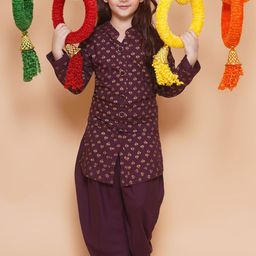 Kidotsav Girls Floral Printed Regular Kurta with Dhoti Pants-picture-46