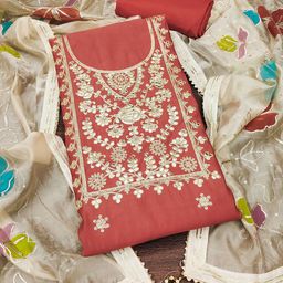 SAINOOR Embroidered Pure Silk Semi-Stitched Dress Material-picture-42