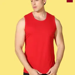 WOOSTRO Pack Of 2 Printed Super Combed Cotton Gym Vests VWS26(ALONE MAROON)(PLAIN RED)-image-83
