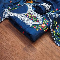 HMP Fashion Floral Embroidered Jacquard Chanderi Unstitched Dress Material-picture-17