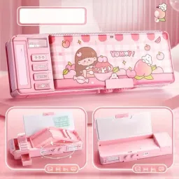 Multifunctional Sweet Girl Lock Compass Box for Kids Password Lock Compass Box Sweet Girl Art Plastic Pencil Box-35