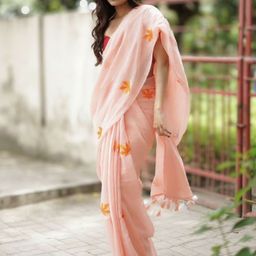 SRILOK Floral Embroidered Pure Cotton Saree-image-98