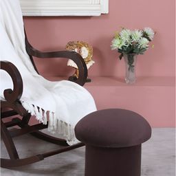 Shadowkart Brown Textured Velvet Wooden Tufted Contemporary Puffies Ottoman-image-4