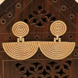 KARATCART Gold-Plated Antique Engraved Tribal Drop Earrings-49