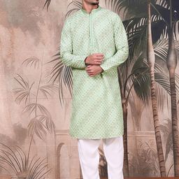 Sangria Geometric Printed Mandarin Collar Cotton Straight Kurta-picture-49