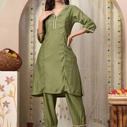 Myshka Women Regular Gotta Patti Kurta with Trousers-image-75