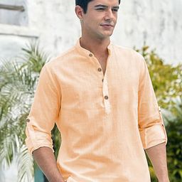 Yugnik Cotton Mandarin Collar Slim Fit Short Kurta-image-91
