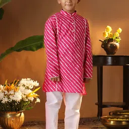 VASTRAMAY Boys Leheriya Printed Regular Pure Cotton Kurta with Pyjamas-32