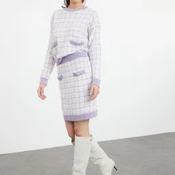 Trendyol Checked Sweater With Skirt Co-Ords-image-40