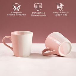 URBAN SPACE Pink Crafted Ceramics Textured Ceramic Matte Mugs Set of Cups and Mugs image 3