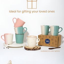 URBAN SPACE Cream-Coloured & Beige Crafted Ceramics Textured Ceramic Matte Mugs Set of Cups and Mugs image 4