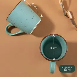 URBAN SPACE Green & Brown Crafted Ceramics Textured Ceramic Matte Mugs Set of Cups and Mugs image 5