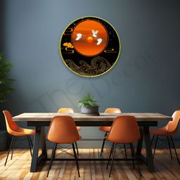 The Castle Decor Black & Orange Birds Sparkle Wooden Wall Art-image-96