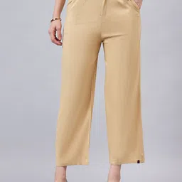 THE PAJAMA FACTORY Women Solid Smart High-Rise Pleated Trousers-image-84