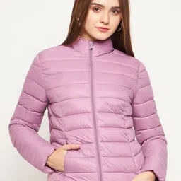 Madame Women Striped Cotton Lightweight Puffer Jacket-picture-42