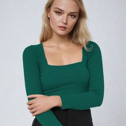 Dream Beauty Fashion women ribbed Square Neck Fitted Top-picture-45