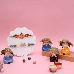 Aapno Rajasthan Set of Beaded Kids Motifs and Cute Straw Hat Decor Thread Rakhi-97