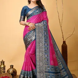HI FI NX Bandhani Zari Silk Cotton Kanjeevaram Saree-image-2
