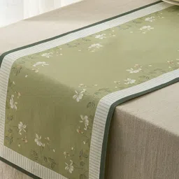 Home Centre Drake Botanica Off White & Green Printed Cotton Reversible Table Runner-19