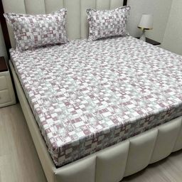 Pure Decor Purple & White Geometric 250 TC Queen Bedsheet with 2 Pillow Covers-picture-27