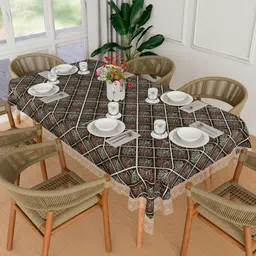 Myntra Elegant Homes Black Floral Waterproof 6-Seater 1.52 m x 2.3 m PVC Table Cover-image-21