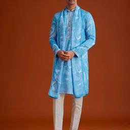 kalki fashion Men Abstract Printed Kurta with Trousers & Dupatta-picture-15