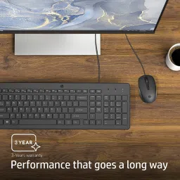 HP 150 Wired Keyboard and Optical Mouse Combo with 1600 DPI - (240J7AA) Wired USB Standard Desktop Keyboard Compatible with Desktop, Laptop, Mac stand support,multimedia_keys image 5