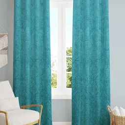Homefab India Turquoise Blue Set of 2 Room Darkening Window Curtain-52