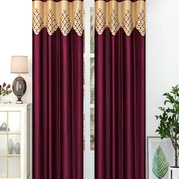 Homefab India Burgundy Set of 2 Door Curtain-21