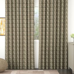 Story@home Brown Pack of 4 Room Jacquard Darkening Door Curtain-11