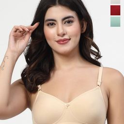 LILY Women Pack Of 4 Solid Full Coverage Heavily Padded Non Wired Tshirt Bra dapyeh-49