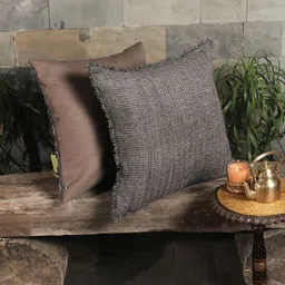 ONSETHOMES Dastaan Grey Self Design Square Cushion Covers-image-17