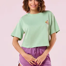 Enamor Graphic Printed Pure Cotton Oversized Fit Crew Neck Lounge T-Shirt-picture-47