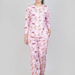 She N She Women Animal Printed Round Neck Top & Pyjamas-image-72