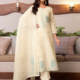 SANISA Women Floral Woven Design Kurta with Trousers & Dupatta-picture-34