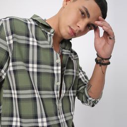 VASTRADO Men Classic Slim Fit Opaque Checked Casual Shirt-image-107