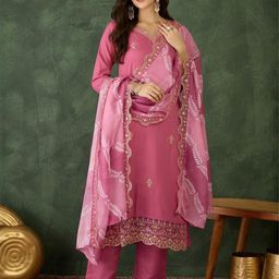 KALINI Women Pink Viscose Rayon Kurta Sets-picture-8