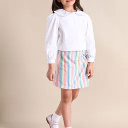 U.S. Polo Assn. Kids Girls Striped Pure Cotton A-Line Mini Skirts-picture-57